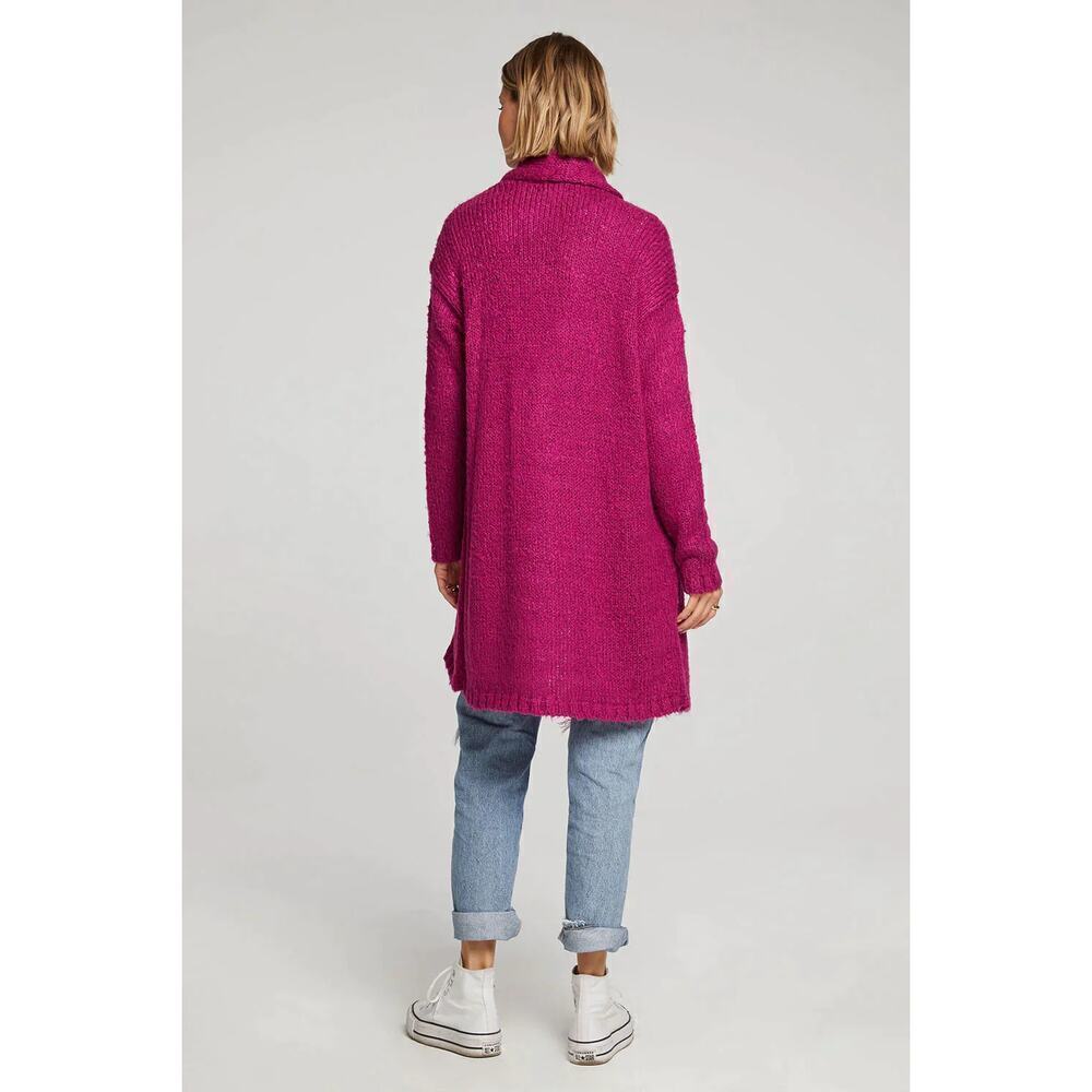 SALTWATER Luxe Desreeny Pink Long Cardigan Duster Sweater Size Small Magenta - Picture 2 of 8
